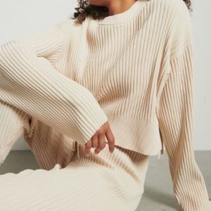 Dynamite Ribbed Flared Pant and Sweater Set